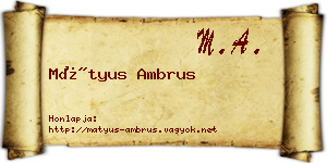 Mátyus Ambrus névjegykártya